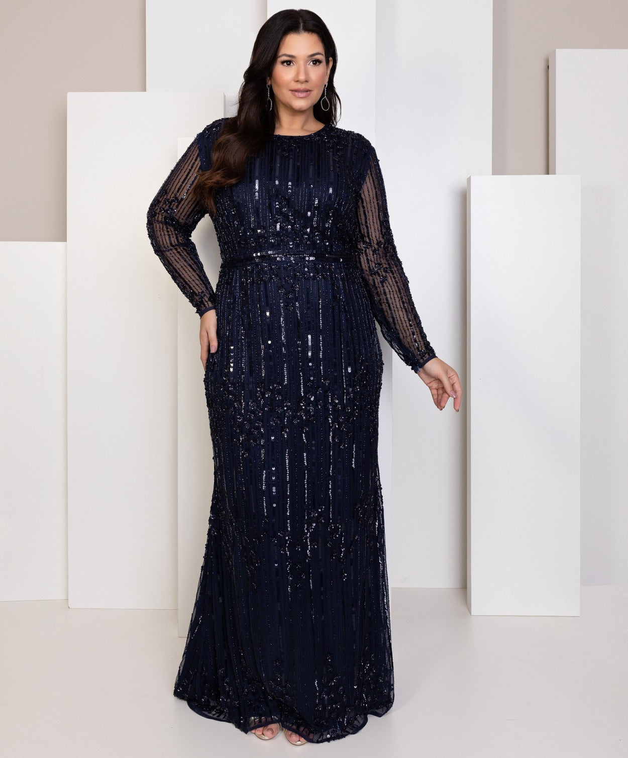 Vestido De Festa Longo Bordado Manga Longa Mac Duggal