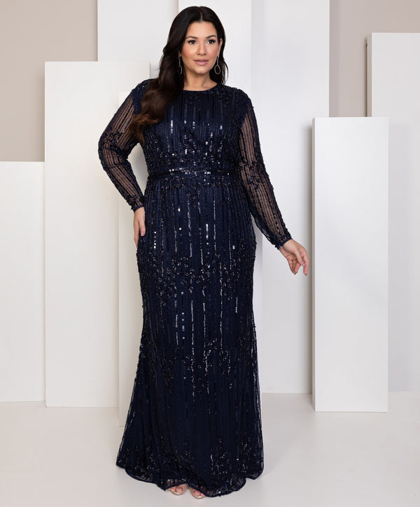 Vestido De Festa Longo Bordado Manga Longa Mac Duggal
