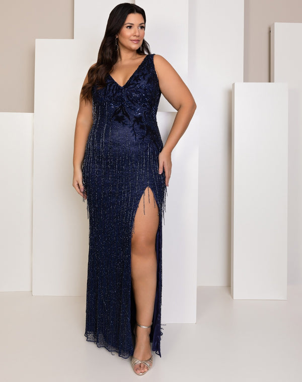Vestido De Festa Longo Bordado Franjas Primavera
