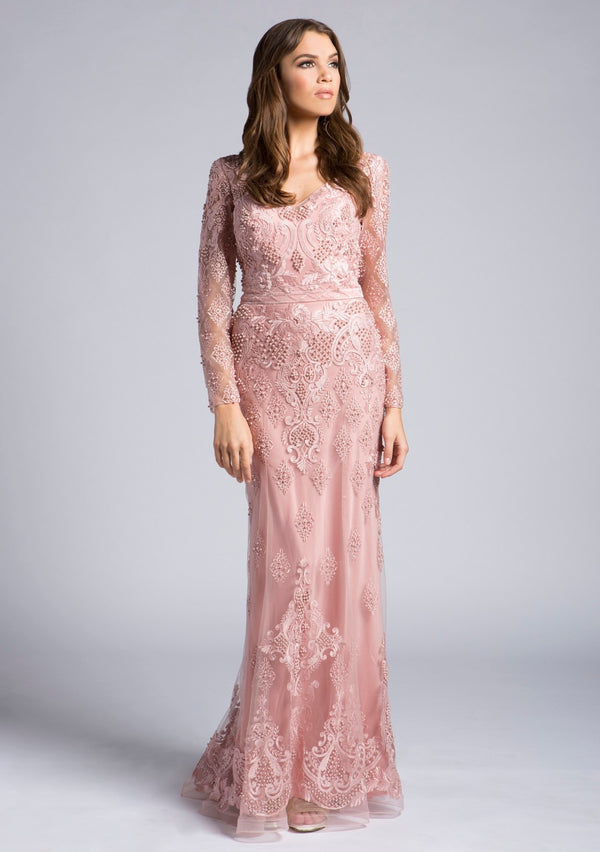 Vestido De Festa Longo Renda Manga Longa Lara
