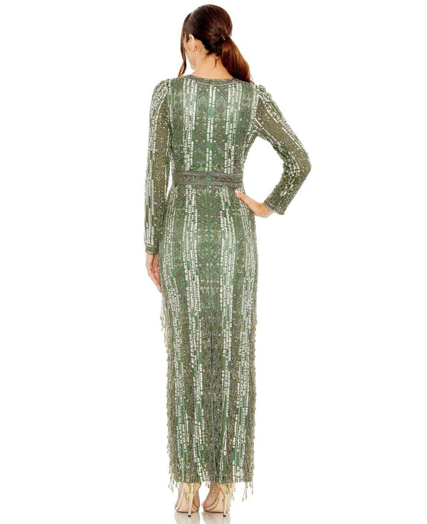 Vestido De Festa Longo Bordado Franjas Mac Duggal