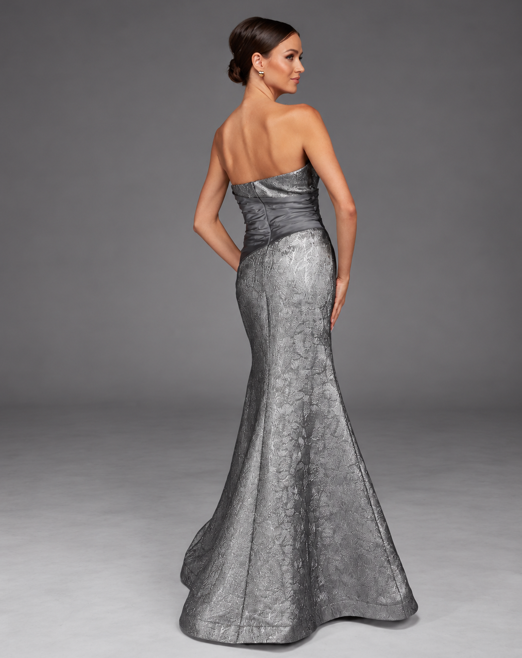 Vestido de Festa Longo Jacquard Metalizado Alyce Paris