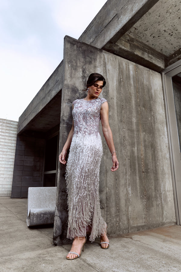 Vestido de Festa Longo bordado Josephine Mac Duggal