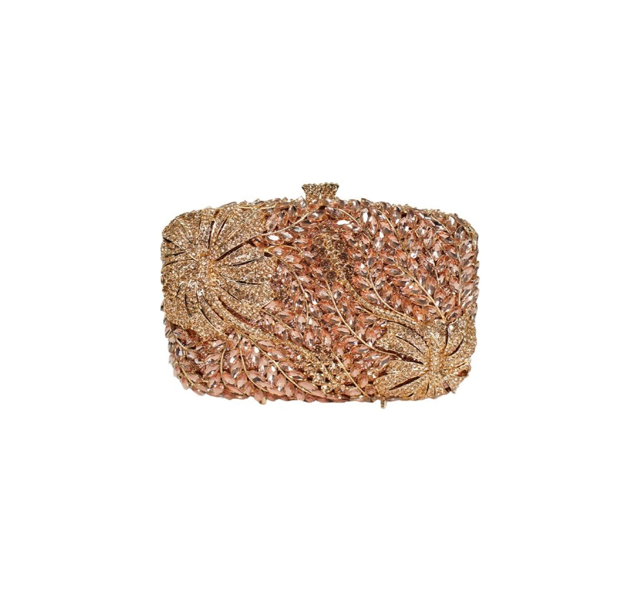 Bolsa Clutch Metal Rose Cristais