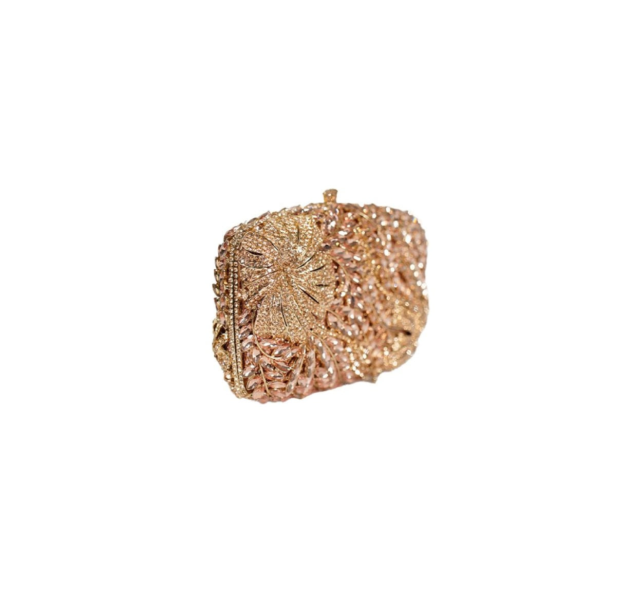 Bolsa Clutch Metal Rose Cristais