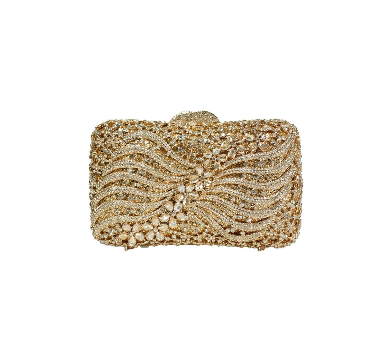 Bolsa Clutch Metal Dourada Cristais