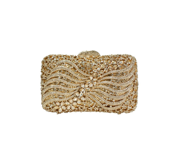 Bolsa Clutch Metal Dourada Cristais