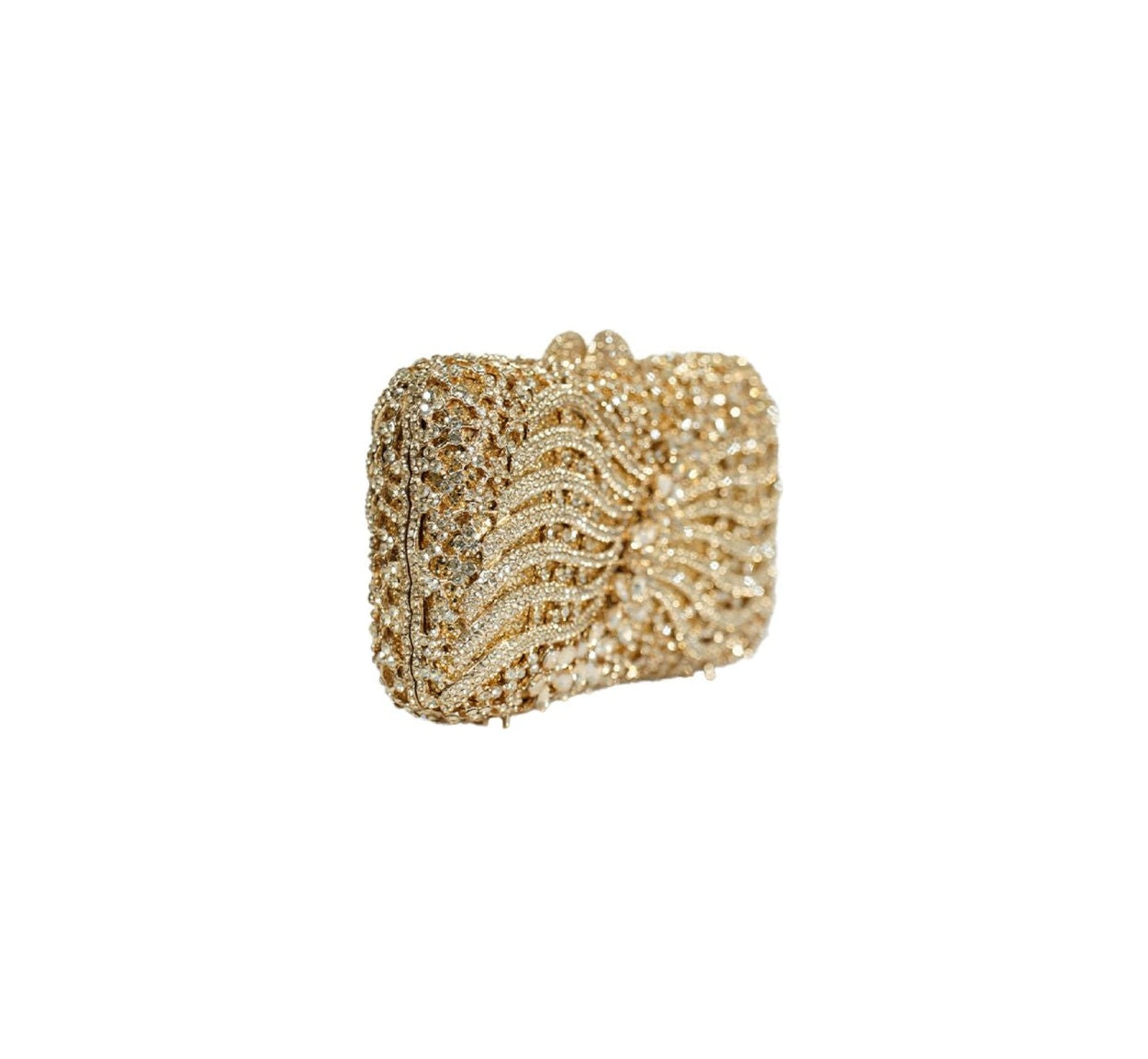 Bolsa Clutch Metal Dourada Cristais