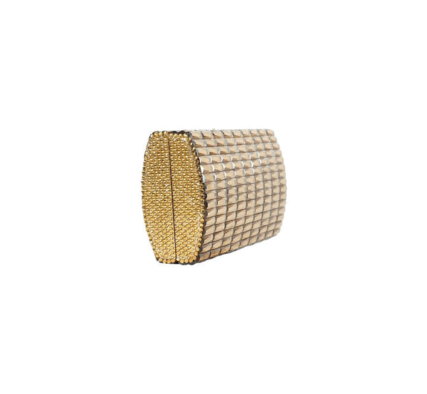 Bolsa Clutch Cristais Facetados Dourada