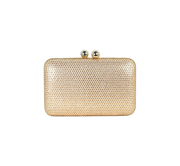 Bolsa Clutch Dourada Cristais