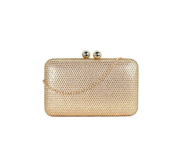 Bolsa Clutch Dourada Cristais