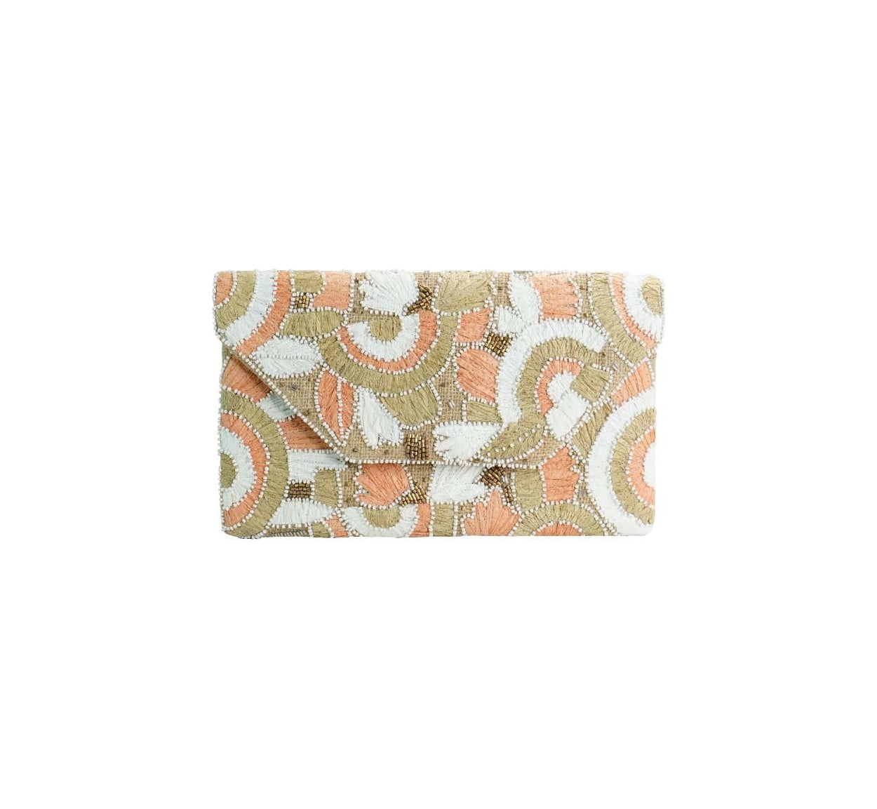 Maxi Carteira Bordada Floral Salmon