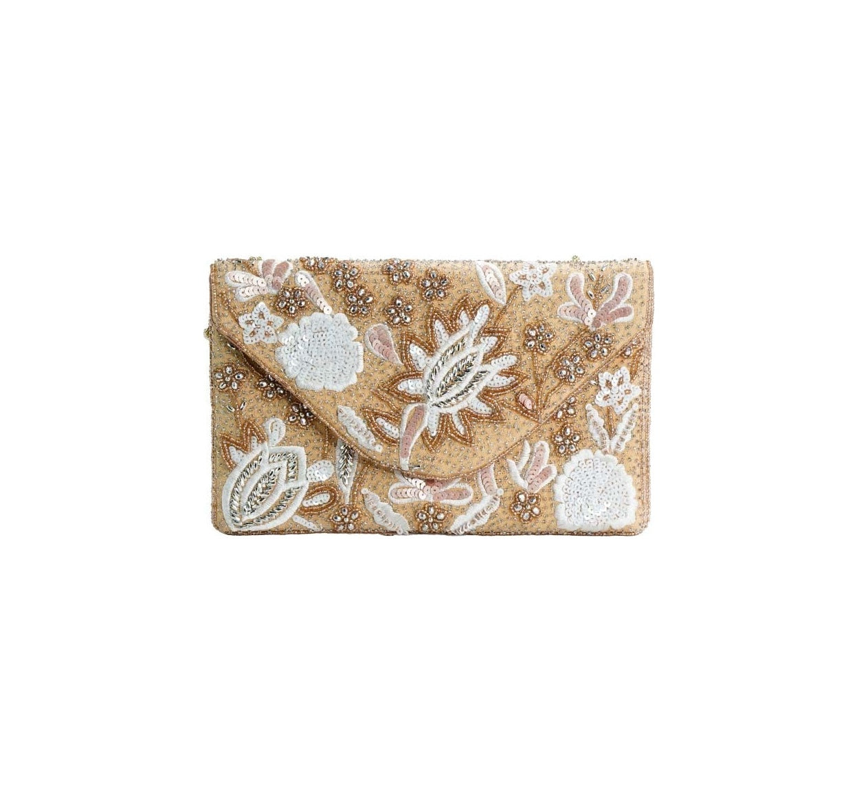 Maxi Carteira Bordada Nude Floral