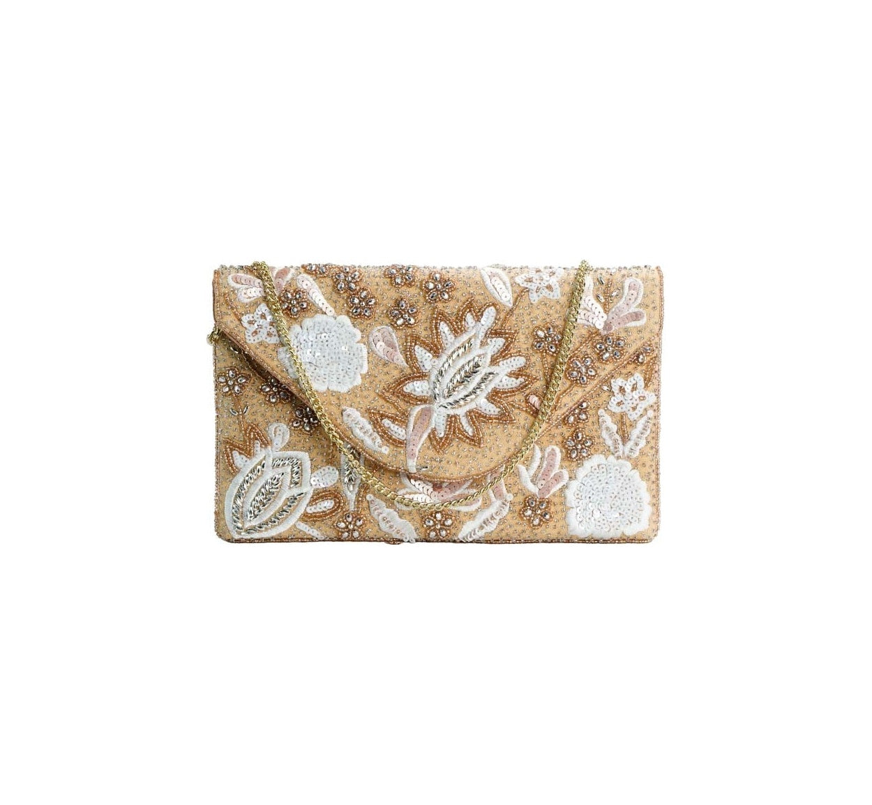 Maxi Carteira Bordada Nude Floral
