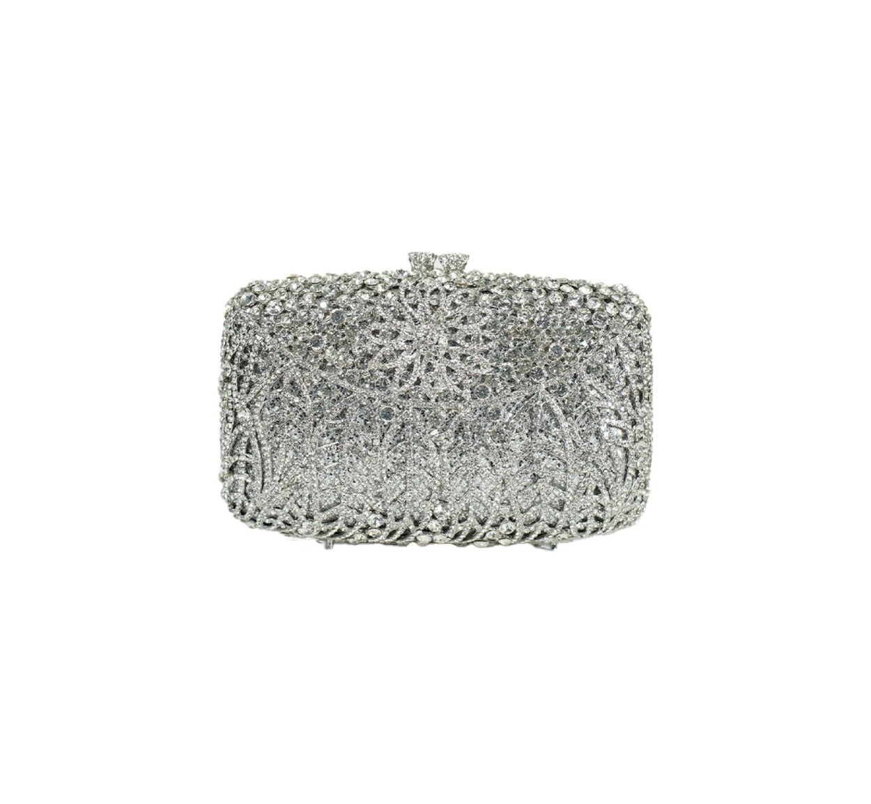 Bolsa Clutch Metal Prata Cristais
