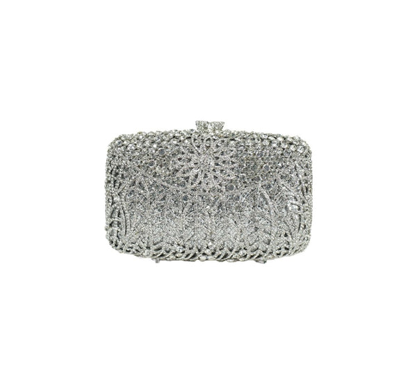 Bolsa Clutch Metal Prata Cristais