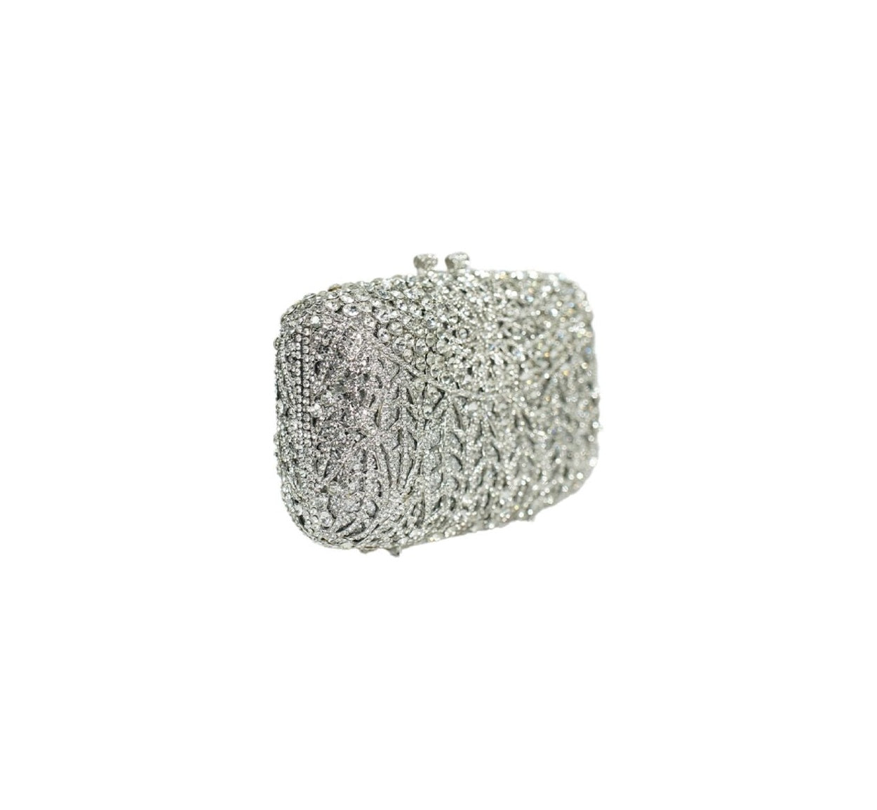Bolsa Clutch Metal Prata Cristais