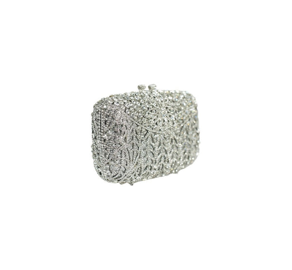 Bolsa Clutch Metal Prata Cristais