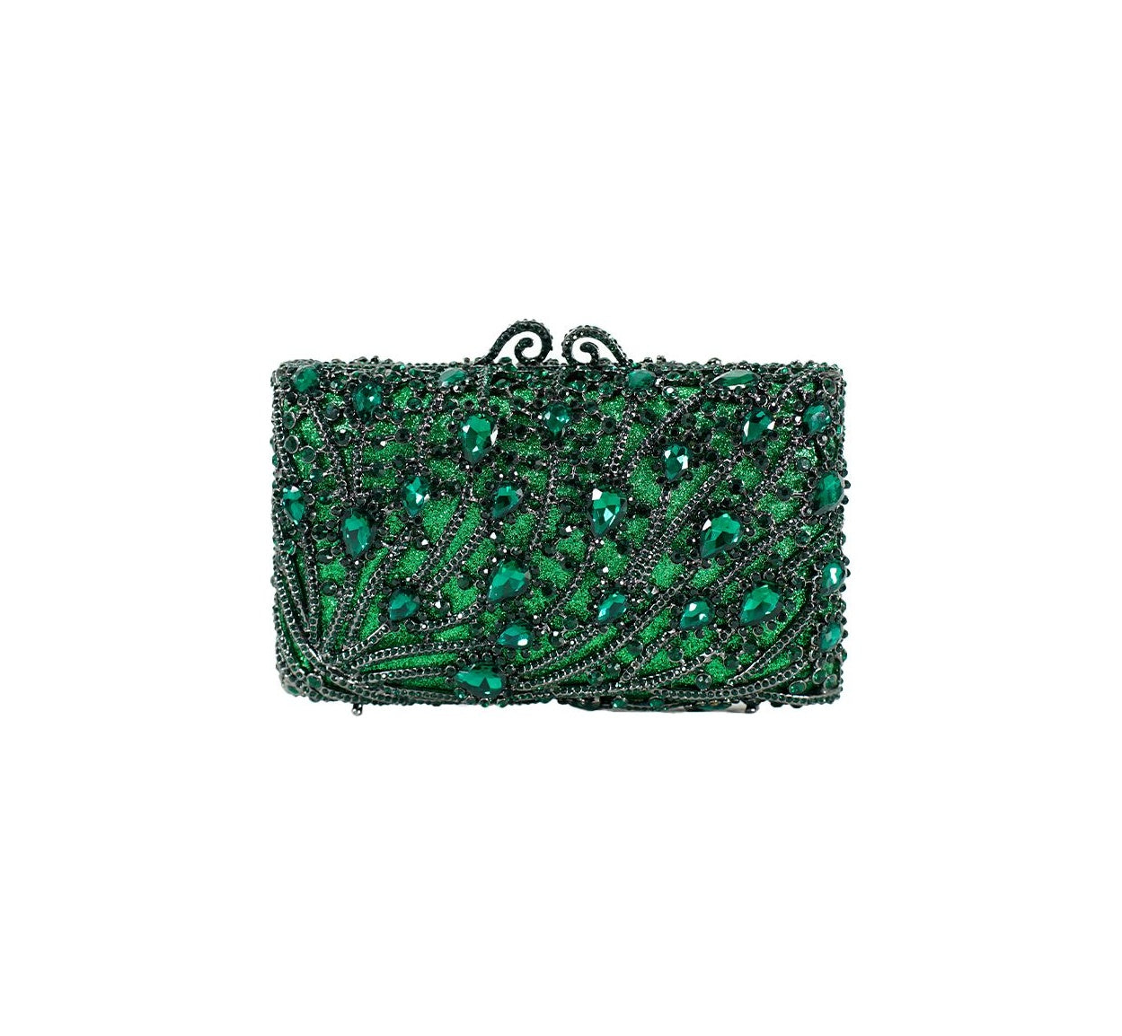 Bolsa Clutch Metal Verde Cristais