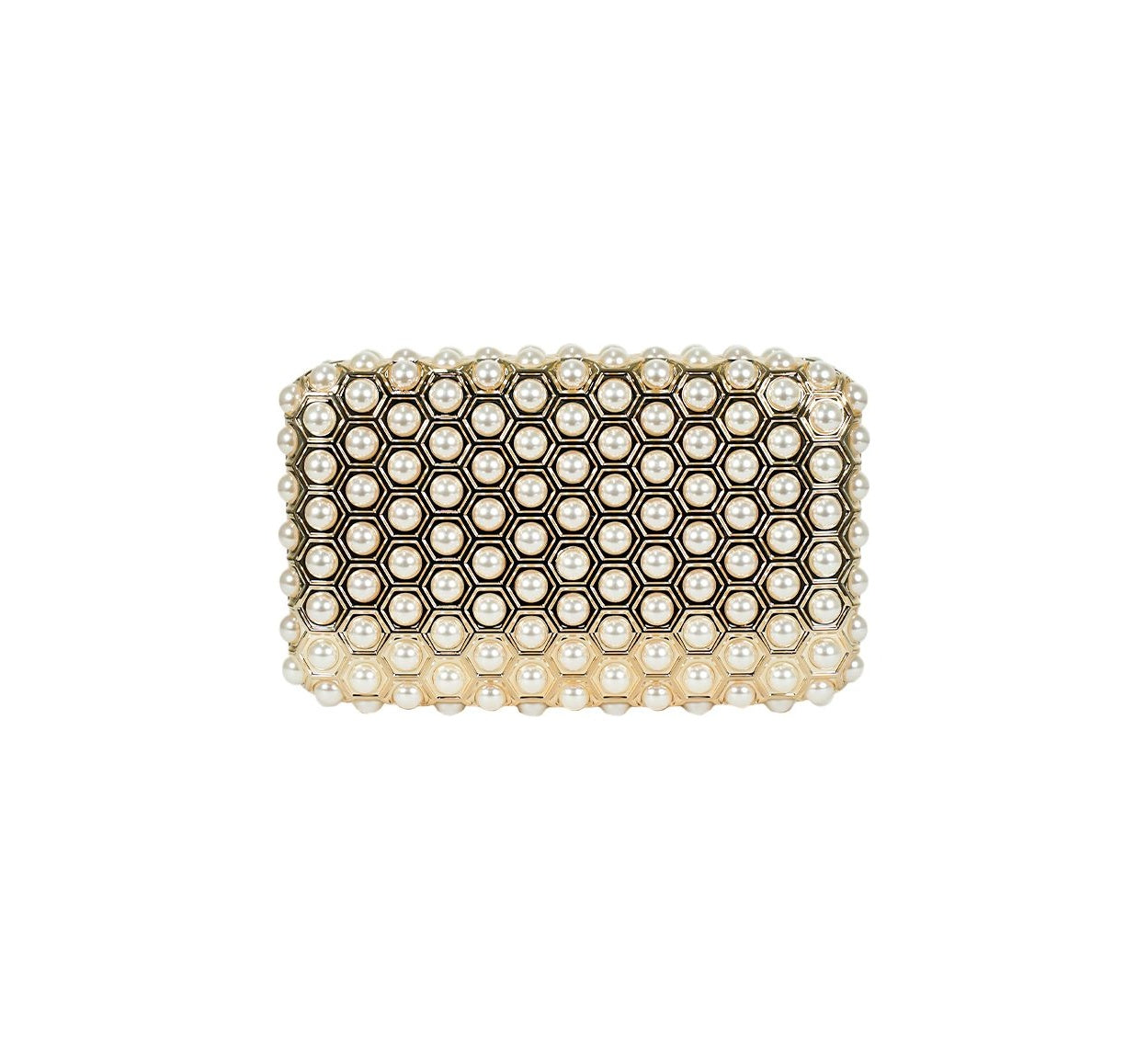 Bolsa Clutch Metalizada Dourada Com Perlas