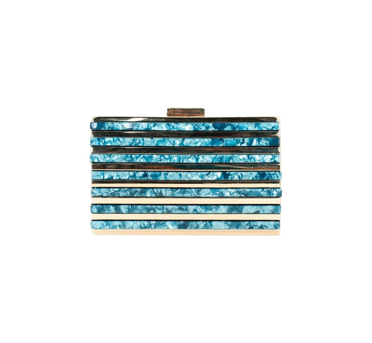 Bolsa Clutch Prata Com Madre Pérola Preta