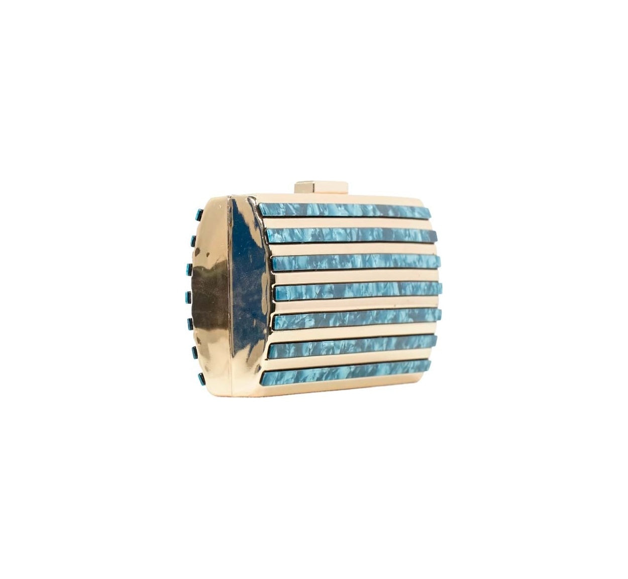 Bolsa Clutch Prata Com Madre Pérola Preta